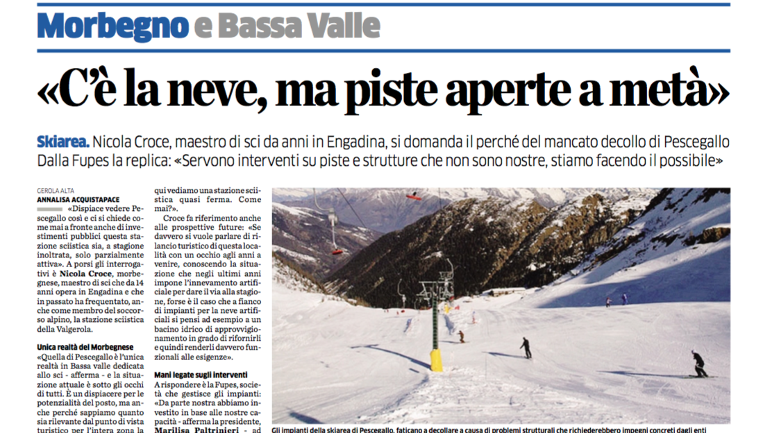 C'è la neve ma piste aperte a metà - Pescegallo Valgerola - La Provincia di Sondrio